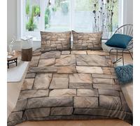 OTBSDNKZZ 3D Soft Microfibre Stone wall texture Duvet Cover Sets Easy Care Bedding Set with Pillow Cases Rustic architectural Bedding Quilt Cover All Season for Men Women Kids Single（140x200cm）
