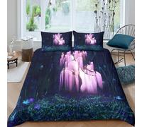 OTBSDNKZZ Skin Friendly 3D Printed Microfibre Fantasy Cave Duvet Cover Easy Care Bedding Set with Pillowcases Glowing Crystal Comforter Cover All Season Breathable for Couples Double（200x200cm）