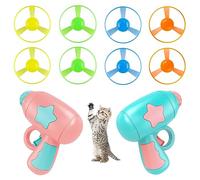 Otbushit 10Pcs Flying Disc Launcher for Cat Cute Colorful Interactive Cats Chasing Saucer Shooter Toy for Indoor Outdoor Training