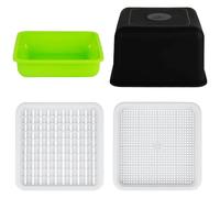 Otbushit 10x12 Microgreens Growing Trays, 100 Holes Sprouts Growing Kit with Shade Cover Planting Plate Mesh Plate Water Tray Reusable Seed Starter for Peanut