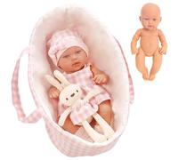 Otbushit 12 Inch Realistic Baby Doll Accessories Set Includes Carrier Bassinet Bed & Bunny Toy for Toddlers 3 Ages and Up