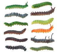Otbushit 12PCS Simulation Caterpillar Toy 2.8 Inch Plastic Worms Educational Learning Caterpillar Toys for Kids