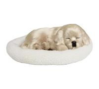 Otbushit 1Pc Breathing Stuffed Animal Cute Sleeping Dogs on Pad Battery-operated Interactive Realistic Puppy for Kids Children Beige