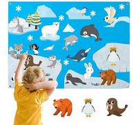 Otbushit 1Pc Felt Story Board Arctic-themed 41x20 Felt Board for Toddlers with Grommet Educational Imaginative Cartoon for Home, Preschool