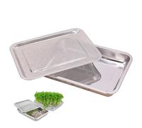 Otbushit 2 in 1 Microgreens Growing Trays with Sieves, 2-Pack Sprouting Tray 13x9in Seed Sprouter Kit for Indoor Gardening, Cultivation of Salad, Cress, Arugula