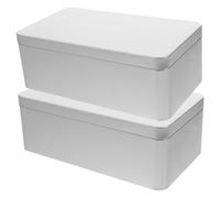 Otbushit 2PCS 7.1x3.9x2.6in Cookie Tins with Lids Thick Rustproof Metal Cookie Tins Rectangle Metal Box for Food Snack Keys Storage