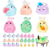 Otbushit 30Pcs Glow in the Dark Mini Bunny Figurines, Micro Landscape Cute Resin Rabbit Shape Miniature Animals for Garden DIY Home Decorations