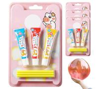 Otbushit 4 Sets Bubble Balloons, Plastic Bubbles with Straw, Safe & Fun Blow Plastic Bubbles for Kids, Portable Bubble Toys for School, Party, Indoor, Outdoor, Birthday