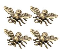 Otbushit 4Pcs Bee Figurines, Intricately Detailed Vintage Honey Bee Decor, Realistic Brass Sculptures for Home Desk Shelf Decor