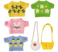 Otbushit 4Pcs Teddy Bear Clothes with 2Pcs Bag, Cute Sweater Stuffed Animal Clothes Fit for 8-12 Inches Plush Doll for DIY Dressing Bear Toy