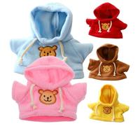 Otbushit 5Pcs Doll Clothes Bear Hoodie Fit 6-8 Inches Bears, Cute Stuffed Animals Clothes for DIY Dressing Bear Toy, Cotton Padded Jacket