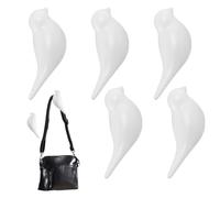 Otbushit 5Pcs White Bird Shaped Wall Mount Coat Hooks, Sturdy Multifunctional Decorative Hanging Rack for Hat Towel Key Clothes Storage