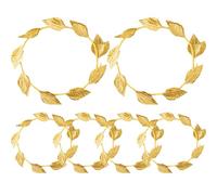 Otbushit 6Pcs 7 Inch Laurel Crown, Realistic Gold Iron & Fabric Leaf Wreath Crown for Roman/Gr ostume Halloween, Leaf