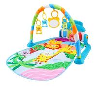 Otbushit Baby Play Gym Activity Center with Music & Lights, Soft Playmat with 5 Detachable Toys for Newborn to Toddler Developmental Toy, Blue Giraffe