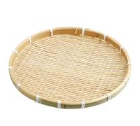 Otbushit Bamboo Tray Bamboo Serving Tray Round Flat Shallow Woven No Hole Decorative Wicker Basket for Food Storage Fruit Snacks 12 Inch