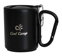 Otbushit Camp Mug, 220ml Dual Layer Camping Cup with Carabiner Handle, Heat Insulated Leakproof Lid, Portable Metal Cup for Outdoor