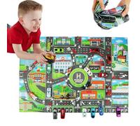 Otbushit Car Play Mat, 33x23 Inch Waterproof Non-woven Fabric Toy Car Mat, Foldable Non-Slip Educational City Traffic Road Rug for Kids Playroom Bedroom