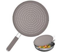 Otbushit Frying Pan Splatter Guard 11.81 Inch Silicone Grease Guard with Scald-proof Handle Heat Resistant Oil Splash Pan Cover