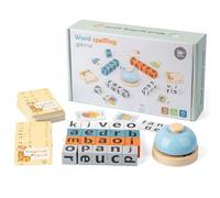 Otbushit Fun Alphabet Blocks Spelling Games - Interactive Literacy Learning Toy with 64 Word Cards & Bell for Preschool Children