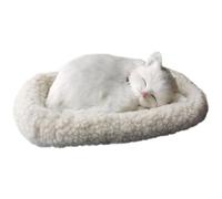 Otbushit Interactive Sleeping & Breathing Toy Cat with Mat, Furry Stuffed Animal for Kids & Adults, White