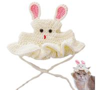 Otbushit Knit Cute Cat Outfit Knitted Bunny Design Cat Hats, Soft Warm Party Costume Headwear Accessories for Kitten Small Dogs Small Animals