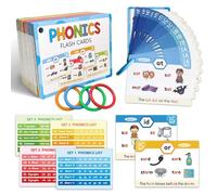 Otbushit Phonics Flash Cards for Kids Ages 4-8 - 65 Cards with 118 Phonics Sounds to Learn to Read - Includes Colorful Rings for Easy Storage & Organization