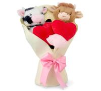 Otbushit Plush Bouquet, Adorable Highland Cow Plush Bouquet with Hearts & Bow for Valentine's Day, Anniversary, Wedding, Party Decor, Toys