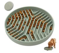 Otbushit Puzzle Dog Bowl, Slow Feeder Bowl with Suction Cups, Non-Slip Silicone for Puppy and Cats to Encourage Healthy Eating, Easy Clean Green 8in