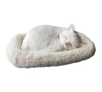 Otbushit Realistic Interactive Sleeping & Breathing Toy Cat with Mat, Accompanied Furry Stuffed Animals for Kids Adults, White