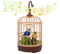 Otbushit Sound-Activated Electric Moving Realistic Talking Bird Toy in Cage with Light, Singing Parrot for Kids Room