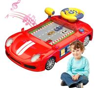 Otbushit Toy Steering Wheel with Music & Sound, Driving Simulator Baby Car Racing Interactive Battery Powered Toy for 3+ Boys Girls Red