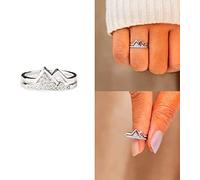 Otcmuky Daughter Faith Moves Mountains Pavé Mountain Ring, Sterling Silver Snow Caps Mountain Range Stackable Ring Jewelry Gift for Women Teen Girls (9)
