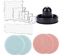 OTCRAFT 11Pcs/Set 6 Acrylic Blocks Clear Stamp Block with Grid with 1 Pressing Stamping Tool 4 Stamp Scrubber Set Stamping Tools for Scrapbooking Crafts Card Making, Assorted Sizes Tool Set