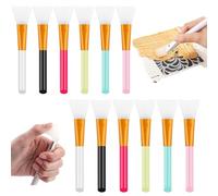OTCRAFT 12 Pcs Silicone Craft Brush, Spatula Mixed Media Brushes; Reusable Resin Epoxy Brushes Set Spreading Toolfor DIY Painting Mixing & Spreading to Glitter TumblersArt Blending Tool