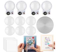 OTCRAFT 15PCS/Set 4 Circular Creative Easy Halo Lights & Easy Lights With 10 Shaker Domes for DIY Light-Up Christmas Cards Making Scrapbook Decoration ;Self-Adhesive Light-Up Units with Warm WhiteLEDs