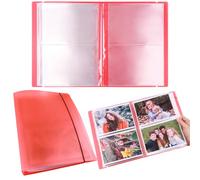 OTCRAFT 20 Pages80 Pockets /1Set Large Clear Sticker Photo Storage Album; Storage Book Organizer Folder for Postcards Stickers, Photo, Clear Stamps, and Cutting Dies 17.5x11x1.38inch (Red)