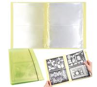 OTCRAFT 20 Pages80 Pockets /1Set Large Clear Sticker Photo Storage Album; Storage Book Organizer Folder for Postcards Stickers, Photo, Clear Stamps, and Cutting Dies 17.5x11x1.38inch (Yellow)