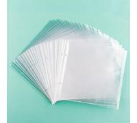 OTCRAFT 20 Pags 6" X6" Clear Plastic Binder Pockets,2 Holes 2 Pockets Per Page, can Fit More Stencils,Made Exclusively for Stencils,Die Cuts,Photos,Stamps Within Size 6x6 Storage Bills Organizer