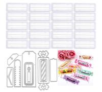 OTCRAFT 22Pcs/Set Small Plastic Clear Rectangle Domes and Tag Candy Die Set; Self-Adhesive Lip Balm Pouches Money Holder for DIY Craft Gift Cards Shaker Card Making Scrapbooking Tool (3.4x1.4inch)