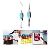 OTCRAFT 2Pcs Reverse Tweezers Craft Tweezers Crossing Lock Tweezers Reverse Grip Precision Curved Bent Straight Tweezers Fine Tip for DIY Craft Rhinestones, and Small Embellishments