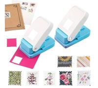 OTCRAFT 2Pcs/Set 1X0.8inch Rectangular Postage Stamp Punch, Scalloped Rectangle Lever Action Craft Punch for Paper Crafting Scrapbooking DIY Card Making Arts Crafts Supplies(Silver)