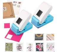 OTCRAFT 2Pcs/Set 1X0.8inch Rectangular Postage Stamp Punch, Scalloped Rectangle Lever Action Craft Punch for Paper Crafting Scrapbooking DIY Card Making Arts Crafts Supplies(Black)