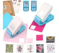 OTCRAFT 2Pcs/Set 1X0.8inch Rectangular Postage Stamp with 1" Square Punch Set, Scalloped Rectangle Lever Action Craft Punch for Paper Crafting Scrapbooking DIY Card Making Arts Crafts Supplies