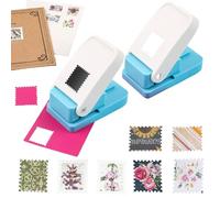 OTCRAFT 2Pcs/Set Rectangular Postage Stamp Punch 1X0.8inch, Scalloped Rectangle Lever Action Craft Punch for Paper Crafting Scrapbooking DIY Card Making Arts Crafts Supplies