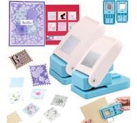 OTCRAFT 2Pcs/Set Stamp Puncher 1.25x1.5 Inch & 1 Inch Square Postage Stamps Punches Lever Action Paper Punches for Crafting Scrapbooking DIY Card Making Arts Crafts Supplies Journaling Card Making