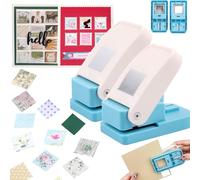 OTCRAFT 2Pcs/Set Stamp Puncher 1 Inch Square Hole Punch & 1 Inch Square Postage Stamps Punches Lever Action Paper Punches for Crafting Scrapbooking DIY Card Making Arts Crafts Supplies
