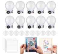 OTCRAFT 30PCS/Set 10Circular Creative Easy Halo Lights & Easy LightsWith 20 Shaker Domes for DIY Light-Up Christmas Cards Making Scrapbook Decoration ;Self-Adhesive Light-Up Units with Warm WhiteLEDs