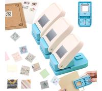 OTCRAFT 3Pcs/Set Stamp Puncher 1inch Square Postage Stamp Punch |Stamp Hole Puncher| Scalloped Rectangle Lever Action Paper Punches for Crafting Scrapbooking DIY Card Making Arts Crafts Supplies