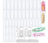 OTCRAFT 44Pcs/Set Large and Small Plastic Clear Rectangle Domes and Tag Candy Die Set; Self-Adhesive Lip Balm Pouches Money Holder for DIY Craft Gift Cards Shaker Card Making Scrapbooking Tool