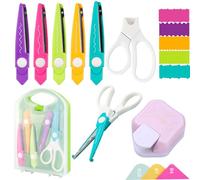 OTCRAFT 7Pcs/Set Classic Craft Scissors Set with 3 in 1 Corner Rounder Punch, 5 Kinds Zig Zag Edges, Silver, Stainless Steel